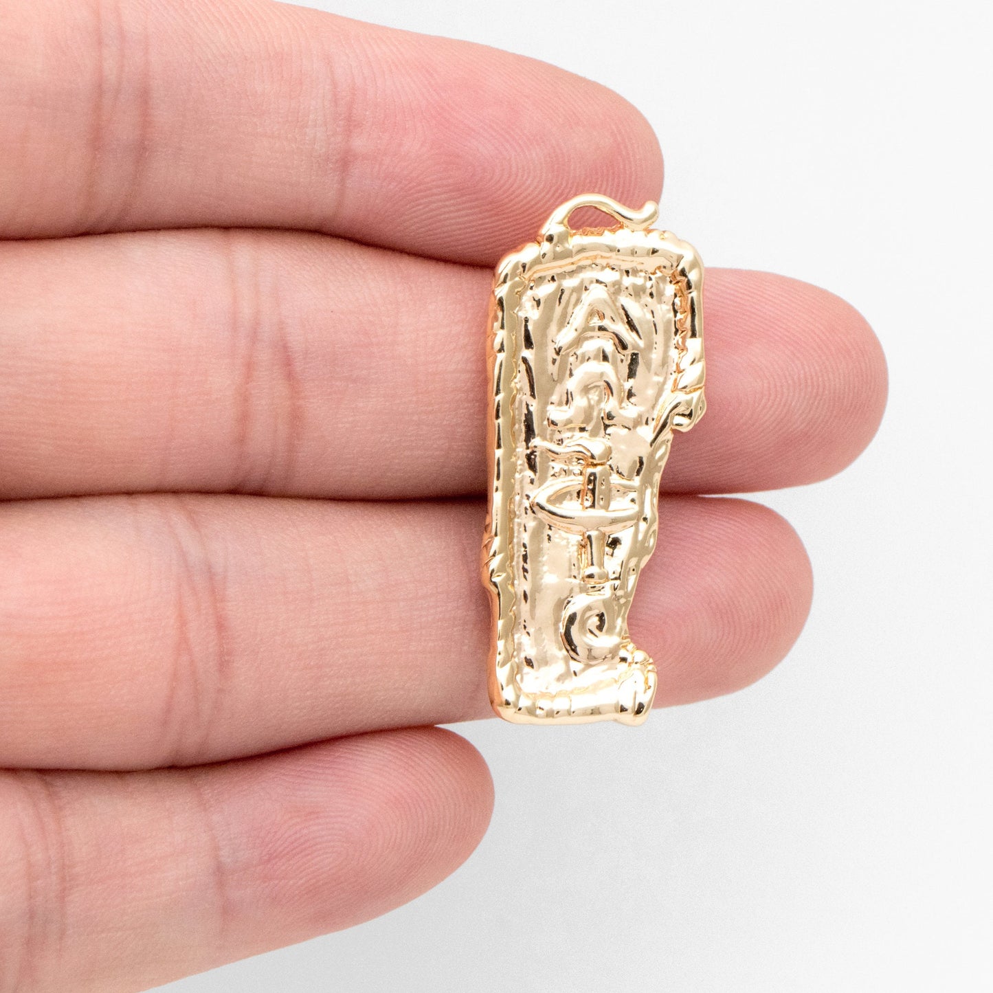 4pcs Gold Greek Letter Charm 34x15mm, 18K Gold plated Brass Rectangle Pendant(GB-3354)