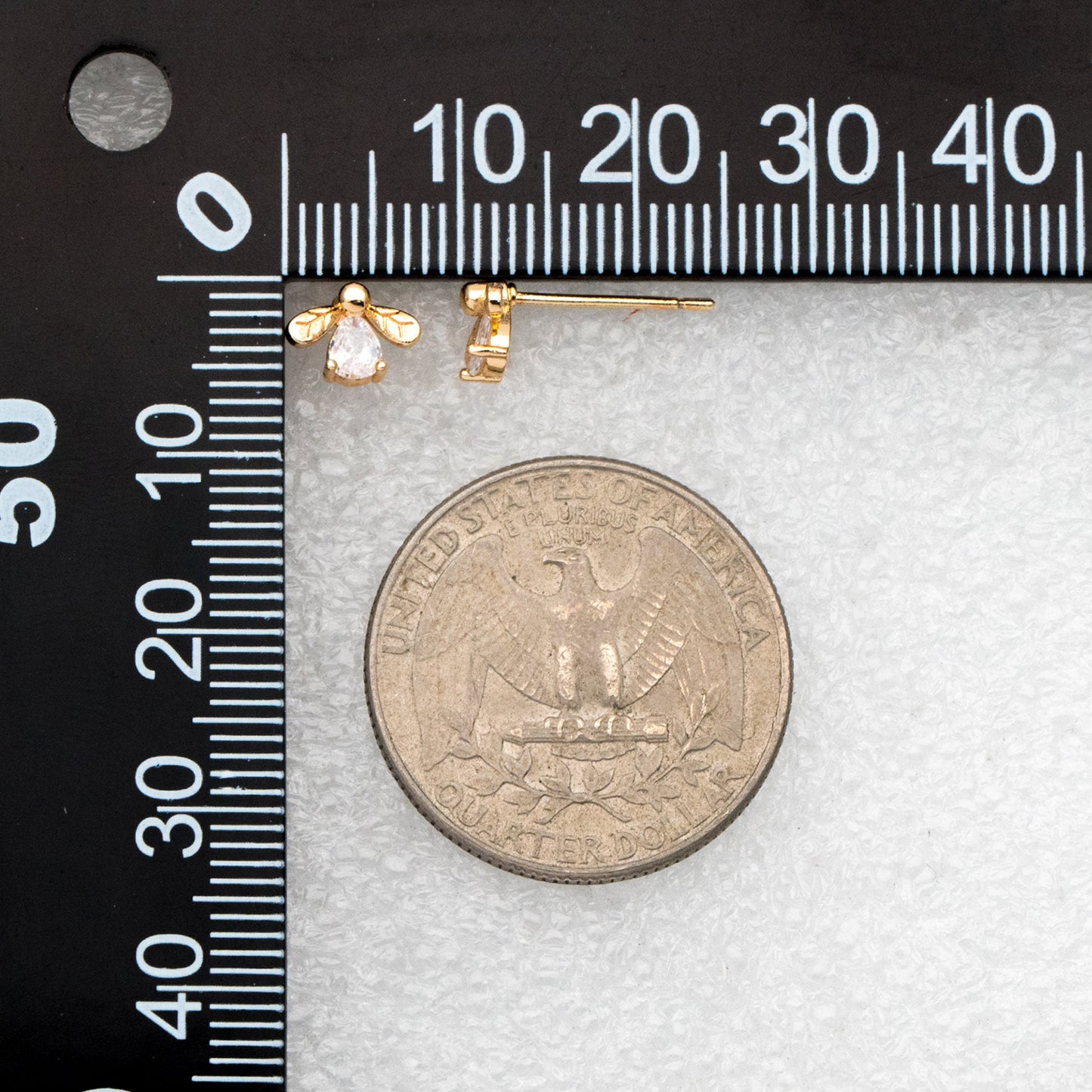10pcs CZ Pave Gold Bee Earring Posts, Gold Plated Brass, Jewelry Supplies (GB-3361)