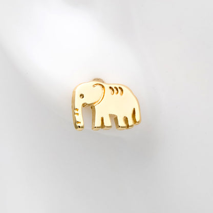10pcs Gold/ Silver Elephant Ear posts 6x9mm, Gold/ Rhodium Plated Brass Minimalist Stud Earrings (GB-3309)