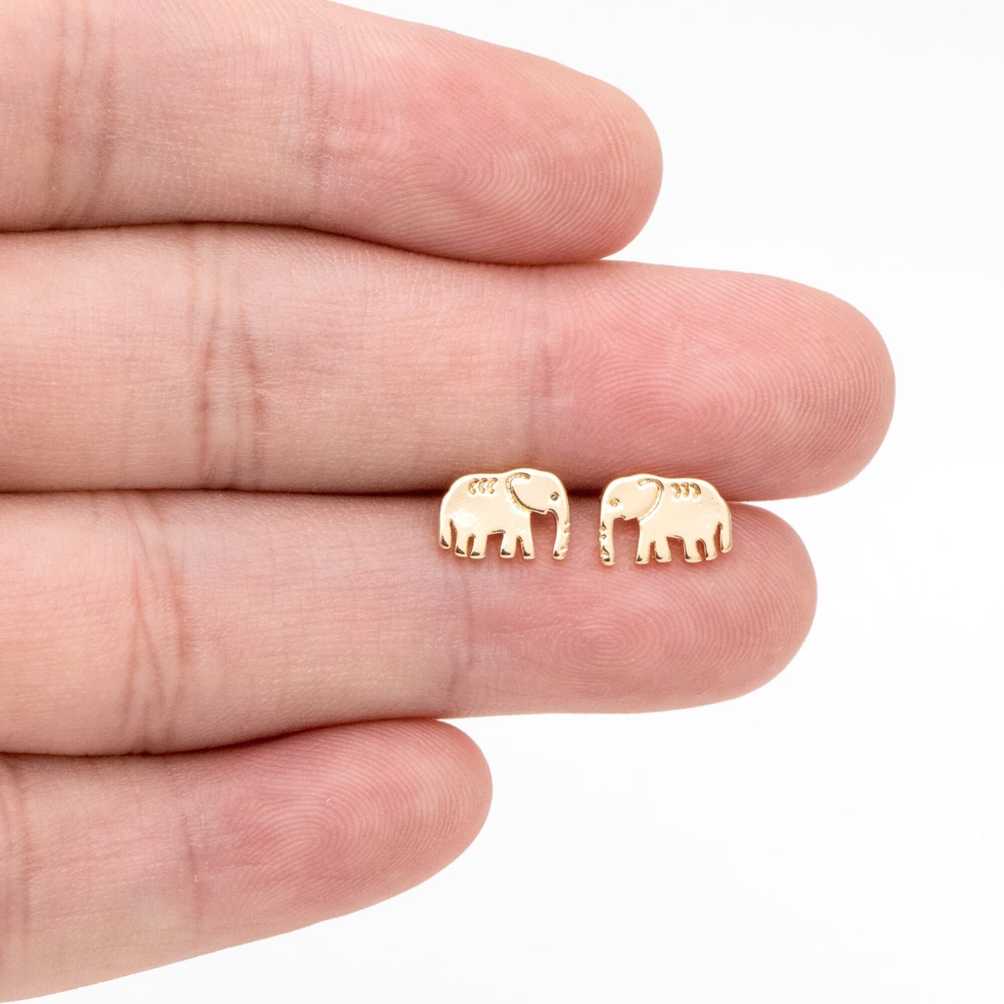 10pcs Gold/ Silver Elephant Ear posts 6x9mm, Gold/ Rhodium Plated Brass Minimalist Stud Earrings (GB-3309)