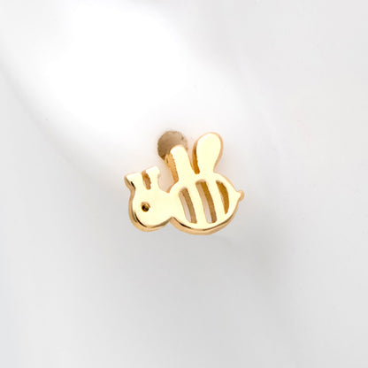 10pcs Gold Bee Ear posts 7x8mm, Gold Plated Brass Minimalist Stud Earrings (GB-3310)