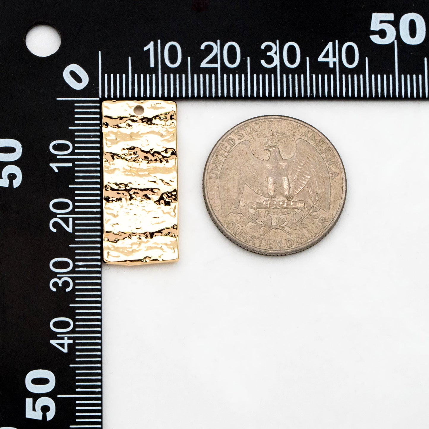 10pcs Gold Wavy Rectangle Charms 28x13mm, 18K Gold plated Brass Hammered Geometric Pendant (GB-2977-H)