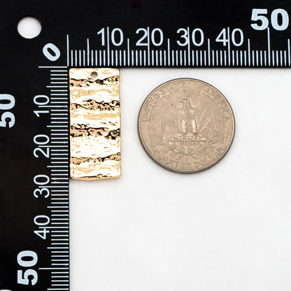 10pcs Gold Wavy Rectangle Charms 28x13mm, 18K Gold plated Brass Hammered Geometric Pendant (GB-2977-H)