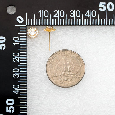 4pcs CZ Pave Gold Flower Ear Posts 8mm, Gold Plated Brass Stud Earrings (#GB-3371)