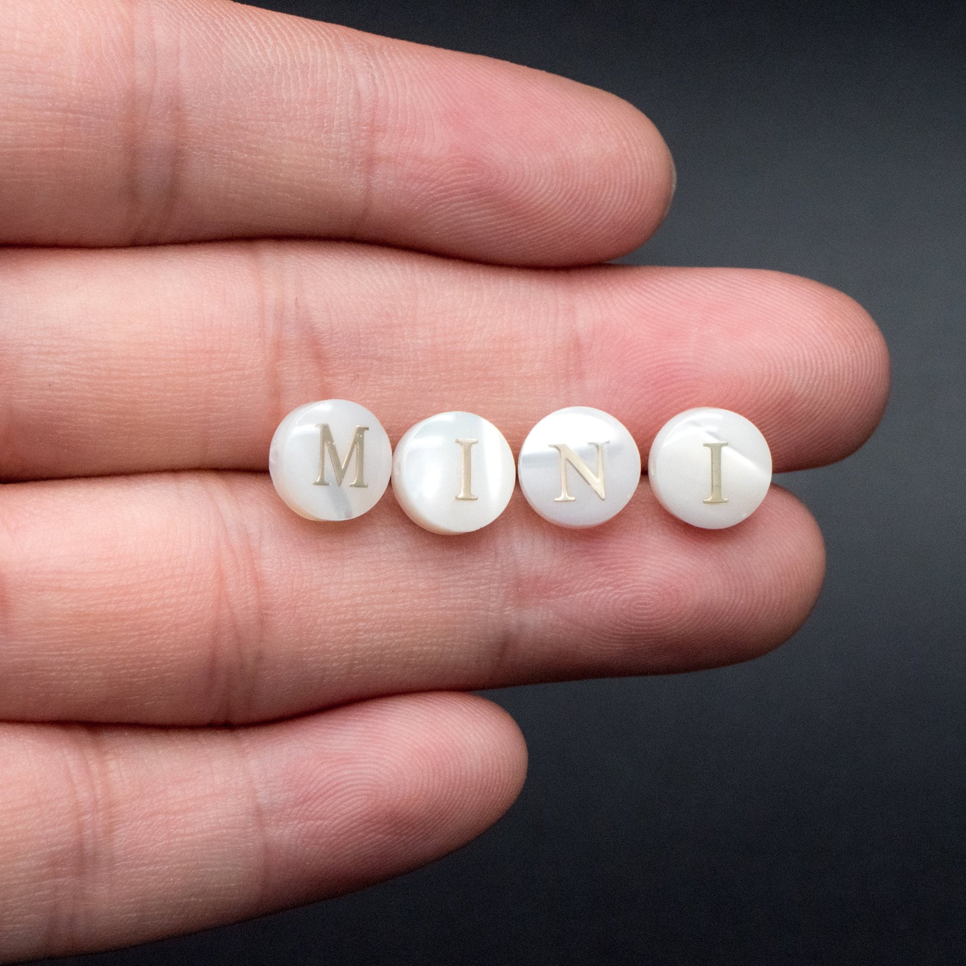 8mm Shell Alphabet Beads, English Letter Beads, Round Coin Letter Charms, Personalized Initial Charms, You Choose Letter (V1404)