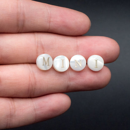 8mm Shell Alphabet Beads, English Letter Beads, Round Coin Letter Charms, Personalized Initial Charms, You Choose Letter (V1404)