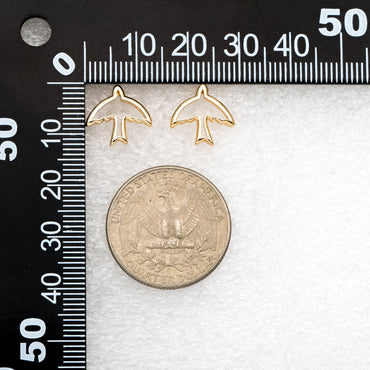 10pcs Gold Hollow Swallow Ear Posts 12x13mm, Gold Plated Brass Bird Stud Earrings (GB-3315)