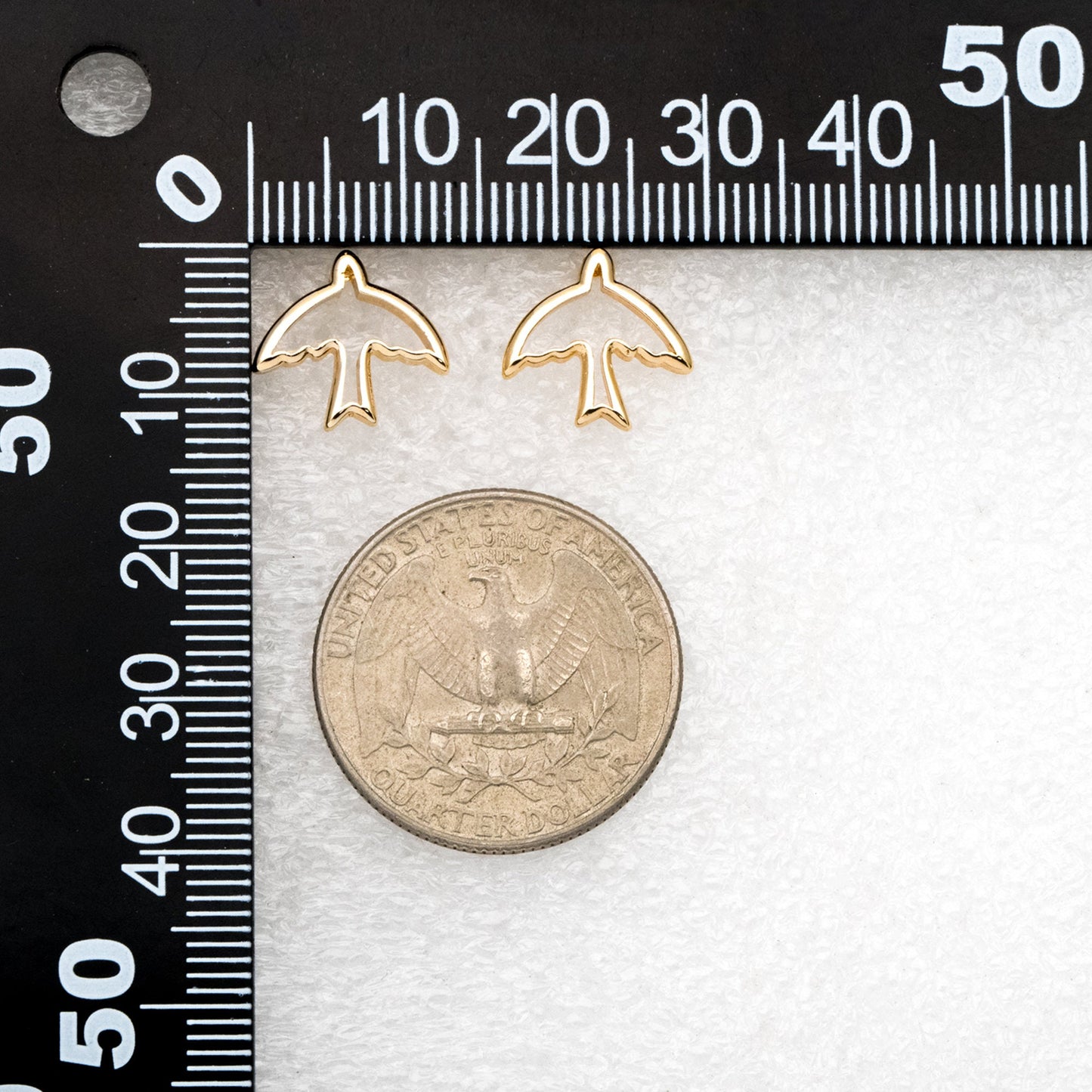 10pcs Gold Hollow Swallow Ear Posts 12x13mm, Gold Plated Brass Bird Stud Earrings (GB-3315)