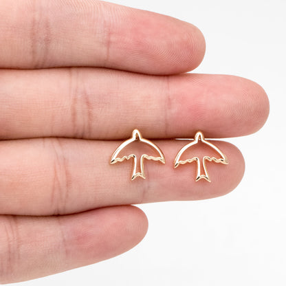 10pcs Gold Hollow Swallow Ear Posts 12x13mm, Gold Plated Brass Bird Stud Earrings (GB-3315)