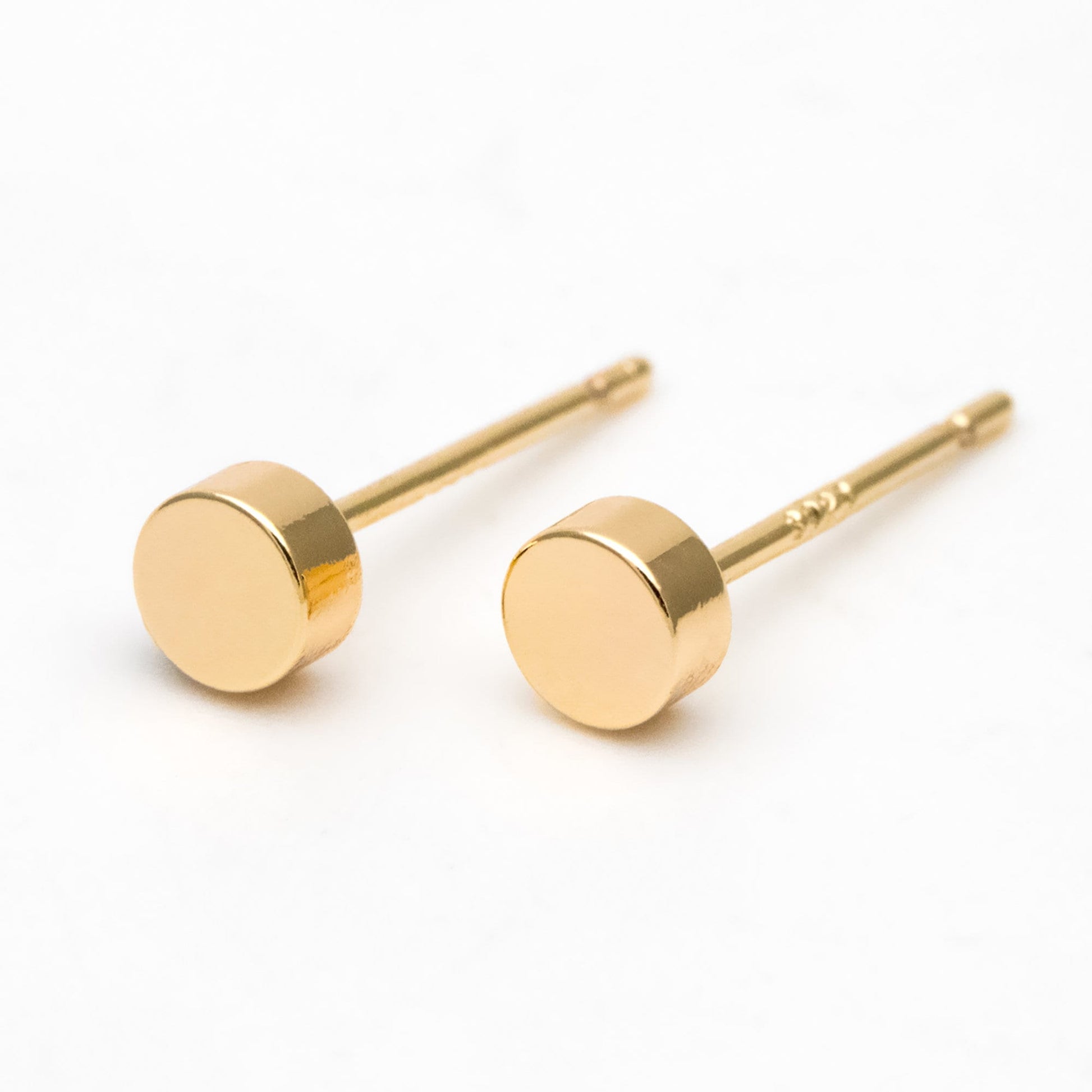 10pcs Gold/ Silver Round Stud Earring 4mm, Minimalist Round Coin Ear Posts (GB-3317)