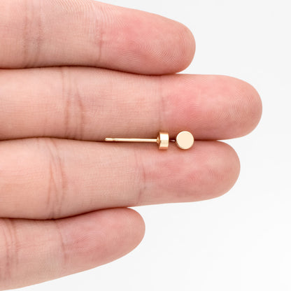 10pcs Gold/ Silver Round Stud Earring 4mm, Minimalist Round Coin Ear Posts (GB-3317)