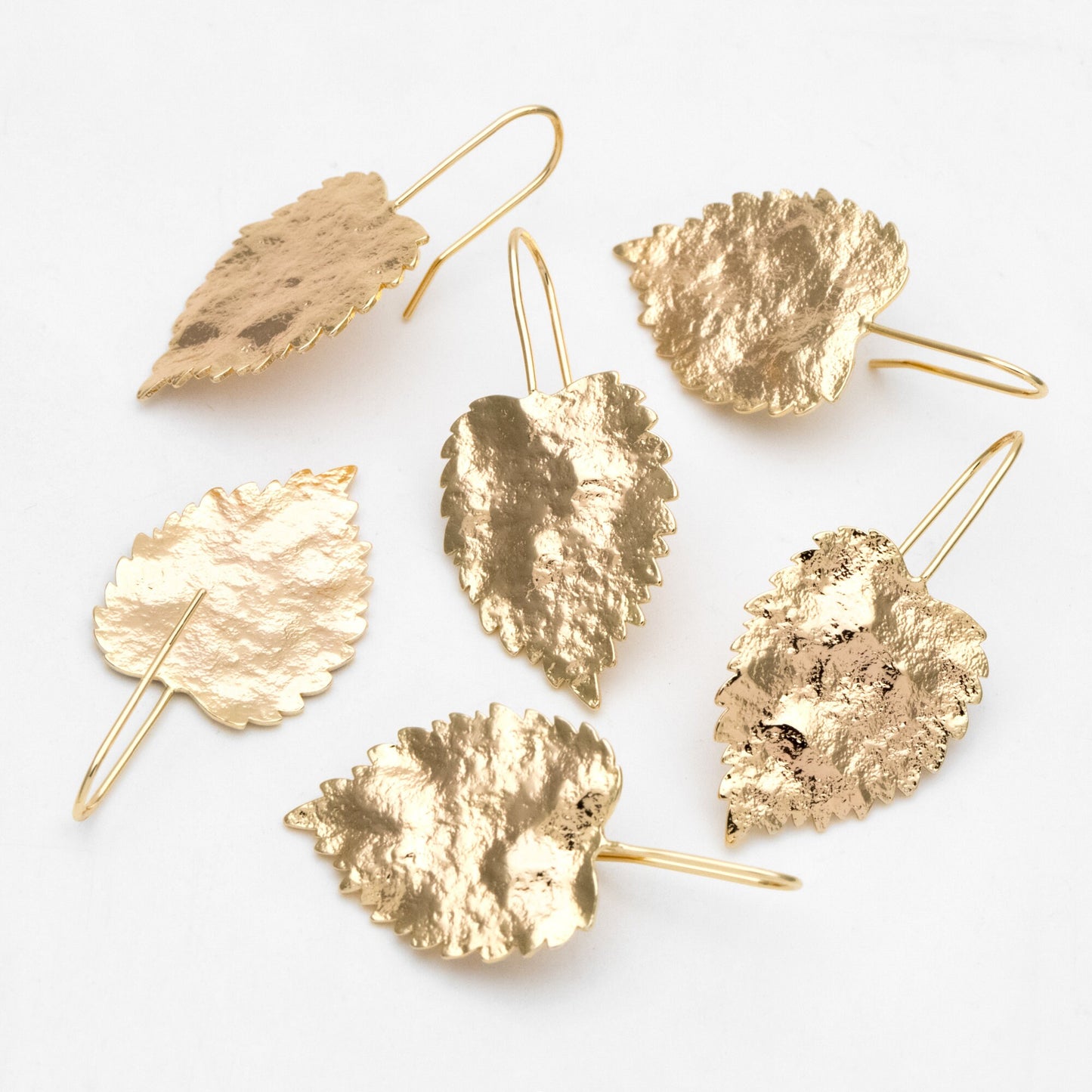 4pcs Gold/ Silver Tone Leaf Ear Hooks, Simple Earwires Earring Components (GB-3323-A)