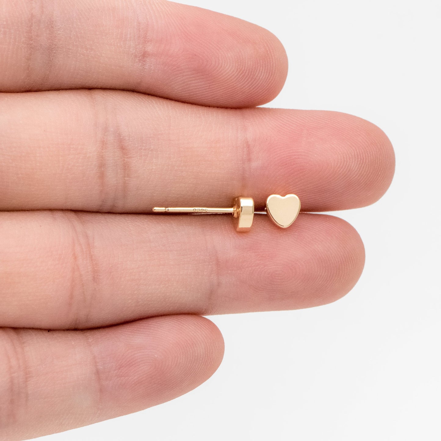 10pcs Gold/ Silver Heart Ear Posts 5mm, Real Gold/ Rhodium plated Brass, Geometric Earring Studs (GB-3324)
