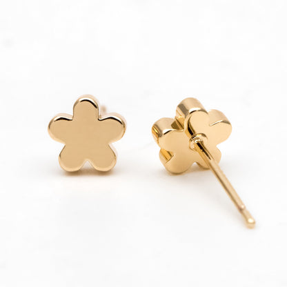 10pcs Gold Flower Ear Posts 6mm, 18K Gold plated Brass, Floral Earring Studs (GB-3331)