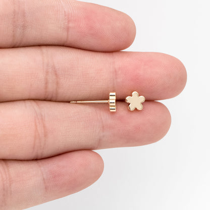 10pcs Gold Flower Ear Posts 6mm, 18K Gold plated Brass, Floral Earring Studs (GB-3331)