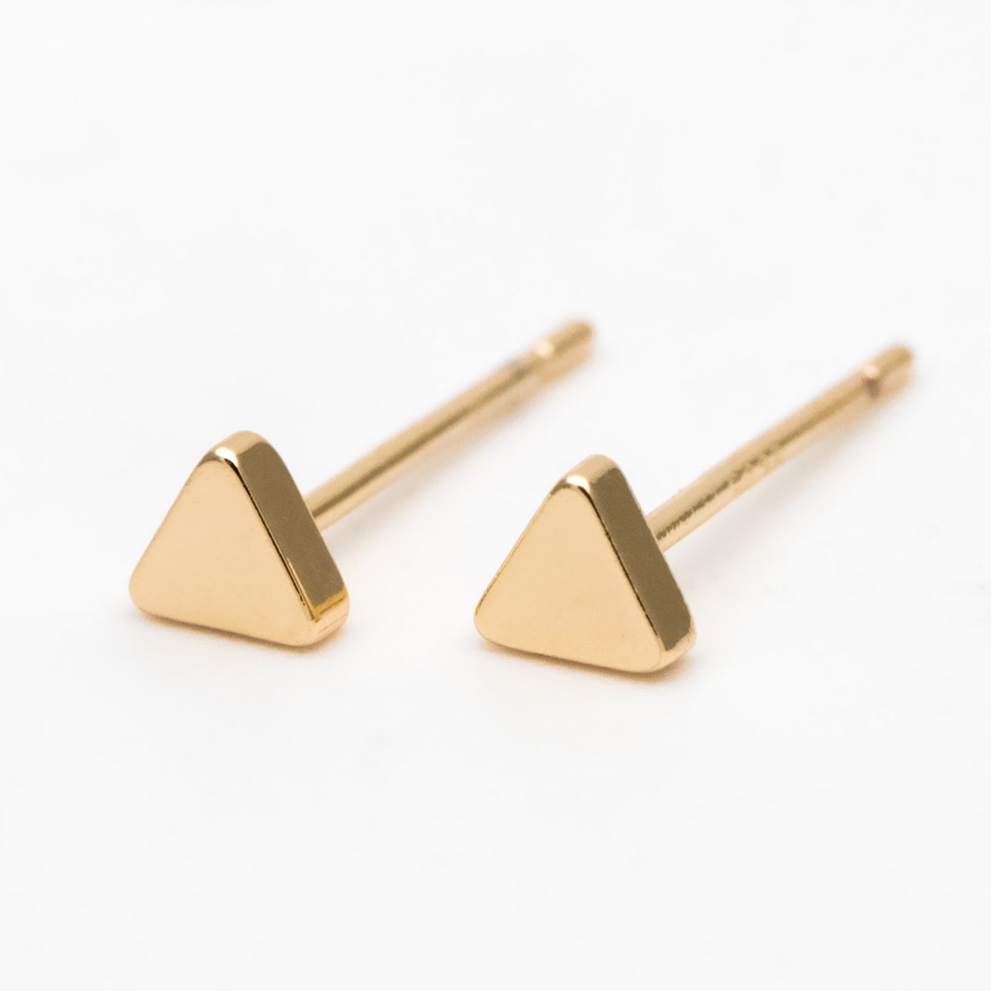 10pcs Gold/ Silver Triangle Minimalist Earrings, 4mm, Real Gold/ Rhodium Plated Brass Geometric Earring Studs (GB-3332)