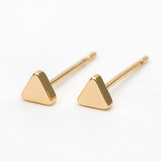 10pcs Gold/ Silver Triangle Minimalist Earrings, 4mm, Real Gold/ Rhodium Plated Brass Geometric Earring Studs (GB-3332)