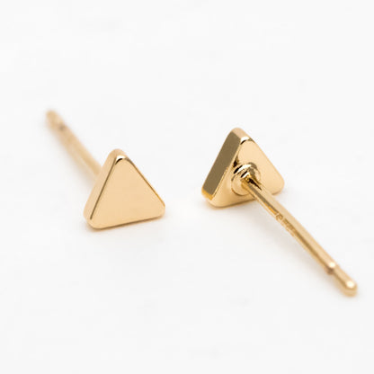10pcs Gold/ Silver Triangle Minimalist Earrings, 4mm, Real Gold/ Rhodium Plated Brass Geometric Earring Studs (GB-3332)