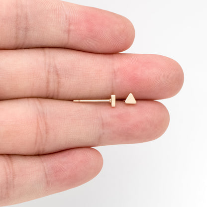 10pcs Gold/ Silver Triangle Minimalist Earrings, 4mm, Real Gold/ Rhodium Plated Brass Geometric Earring Studs (GB-3332)