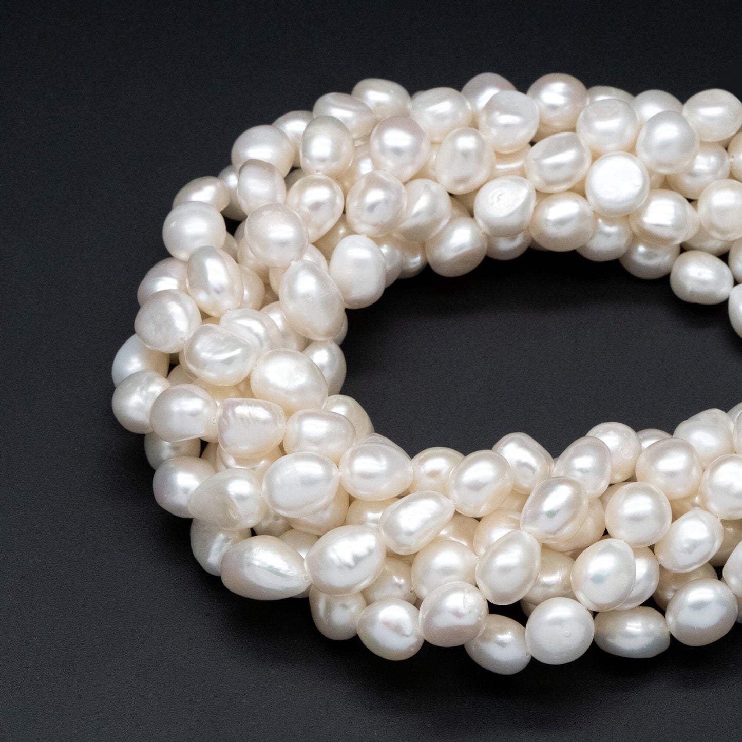 Freshwater Potato Pearls 9mm, White Nugget Pearls, Nautural Baroque Pearls (PL-74)/ 14.5" full strand