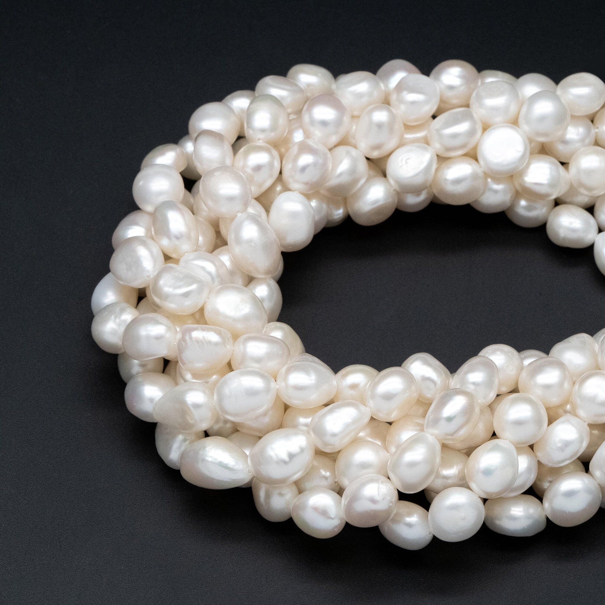 Freshwater Potato Pearls 9mm, White Nugget Pearls, Nautural Baroque Pearls (PL-74)/ 14.5" full strand