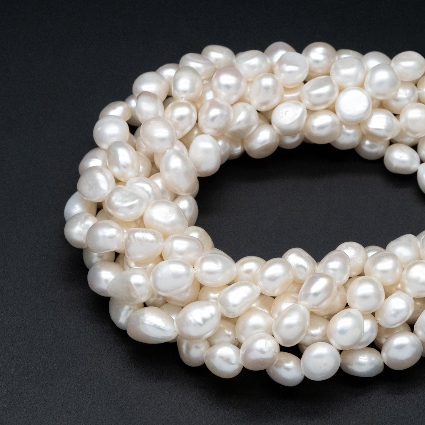 Freshwater Potato Pearls 9mm, White Nugget Pearls, Nautural Baroque Pearls (PL-74)/ 14.5" full strand