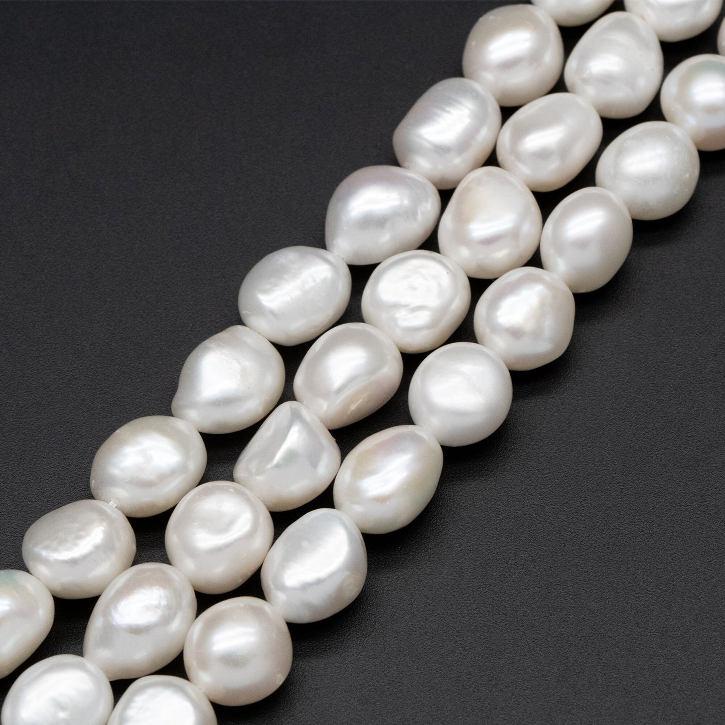 Freshwater Potato Pearls 9mm, White Nugget Pearls, Nautural Baroque Pearls (PL-74)/ 14.5" full strand
