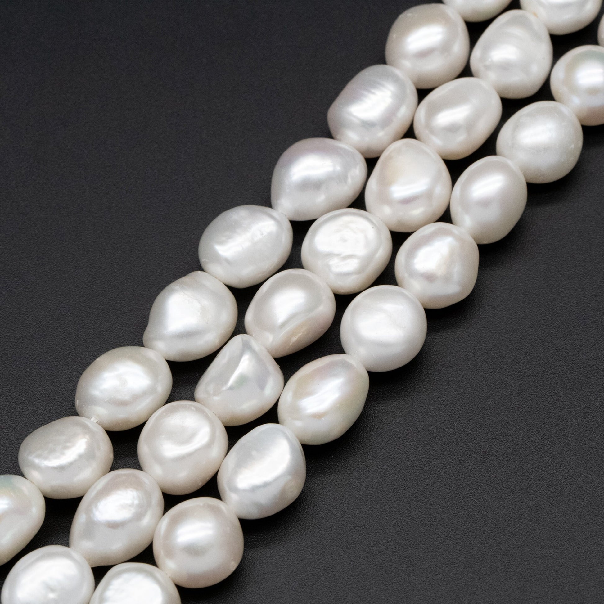 Freshwater Potato Pearls 9mm, White Nugget Pearls, Nautural Baroque Pearls (PL-74)/ 14.5" full strand