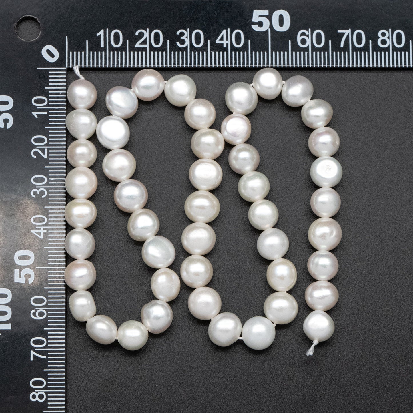 Freshwater Button Pearl 7-8mm, White Fresh Water Coin Pearl, Natural Mushroom Pearl Beads -(PL-73)/ 14.5" Full strand