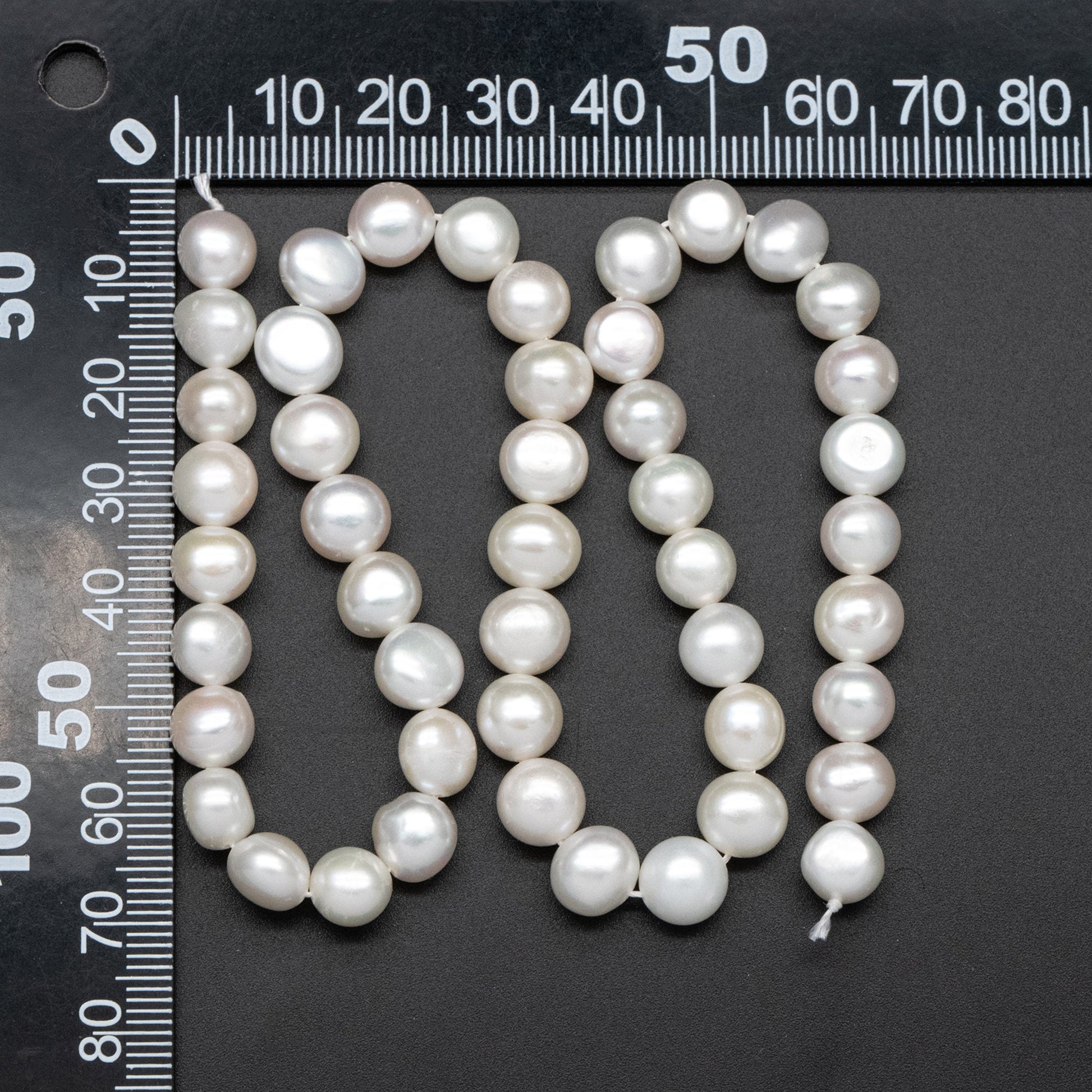 Freshwater Button Pearl 7-8mm, White Fresh Water Coin Pearl, Natural Mushroom Pearl Beads -(PL-73)/ 14.5" Full strand