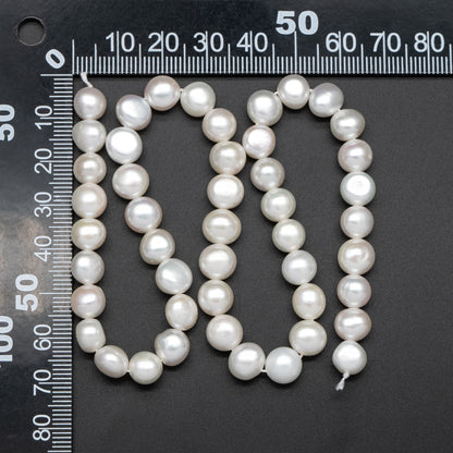 Freshwater Button Pearl 7-8mm, White Fresh Water Coin Pearl, Natural Mushroom Pearl Beads -(PL-73)/ 14.5" Full strand