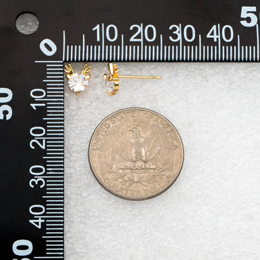 10pcs CZ Pave Gold Buck Horn Ear Posts, 18K Gold Plated Brass, Christmas earring,Deer Horn Antlers Earring (GB-139-G)