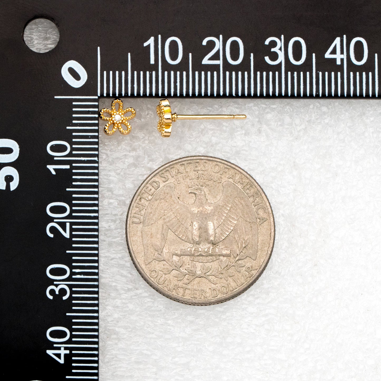 10pcs CZ Pave Gold/ Silver Flower Ear Posts 6mm, Gold/ Rhodium Plated Brass Stud Earrings, DIY Ear Findings (GB-3381)