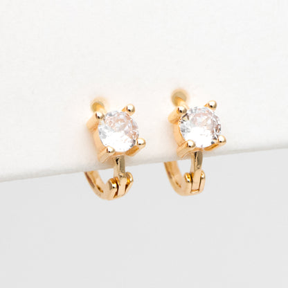 4pcs CZ Pave Tiny Hoop Earrings, Huggie Earrings, Minimalist Earring, Small Gold Hoops Earring (GB-3467-D)
