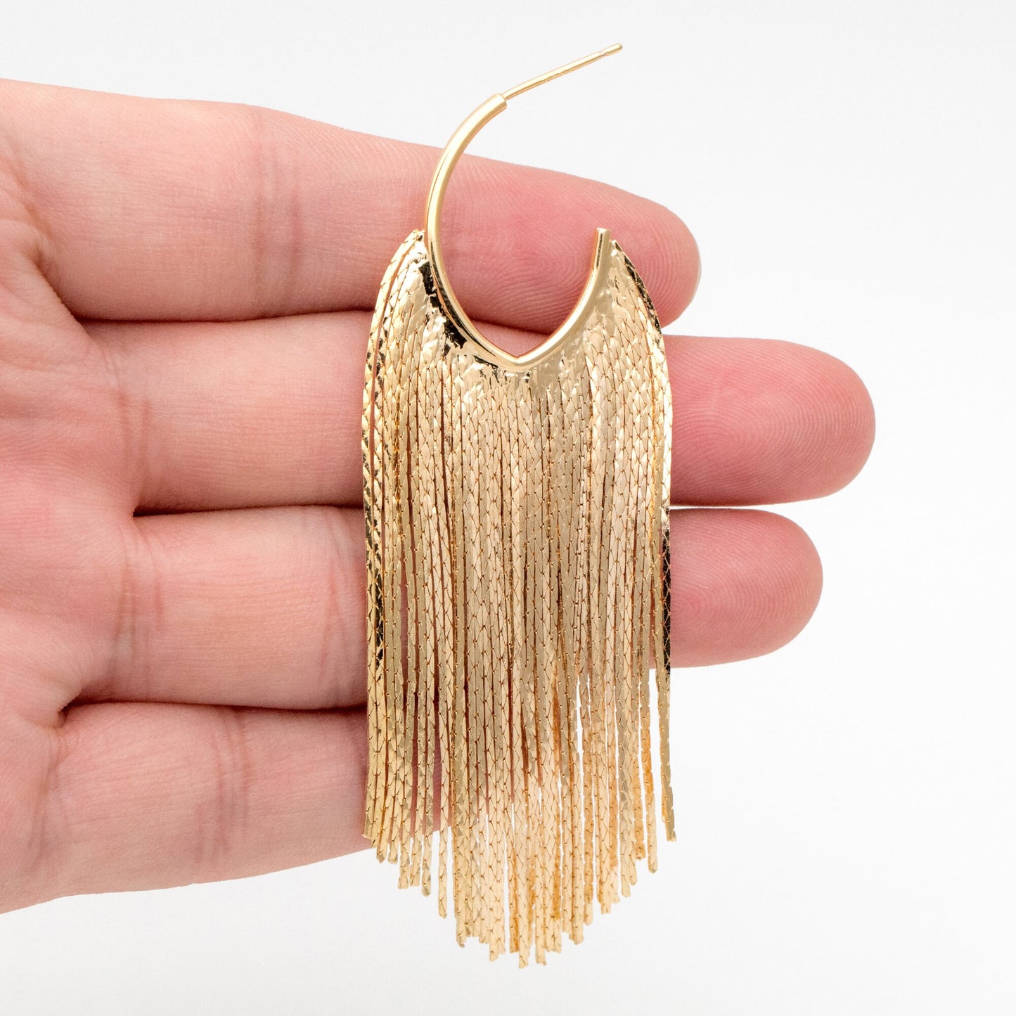 4pcs Chain Tassel Earrings, Long Tassel Stud Earring, Gold Dangling Earrings, Minimalist Earrings (GB-3338)
