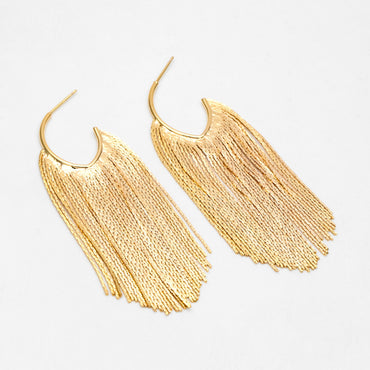 4pcs Chain Tassel Earrings, Long Tassel Stud Earring, Gold Dangling Earrings, Minimalist Earrings (GB-3338)