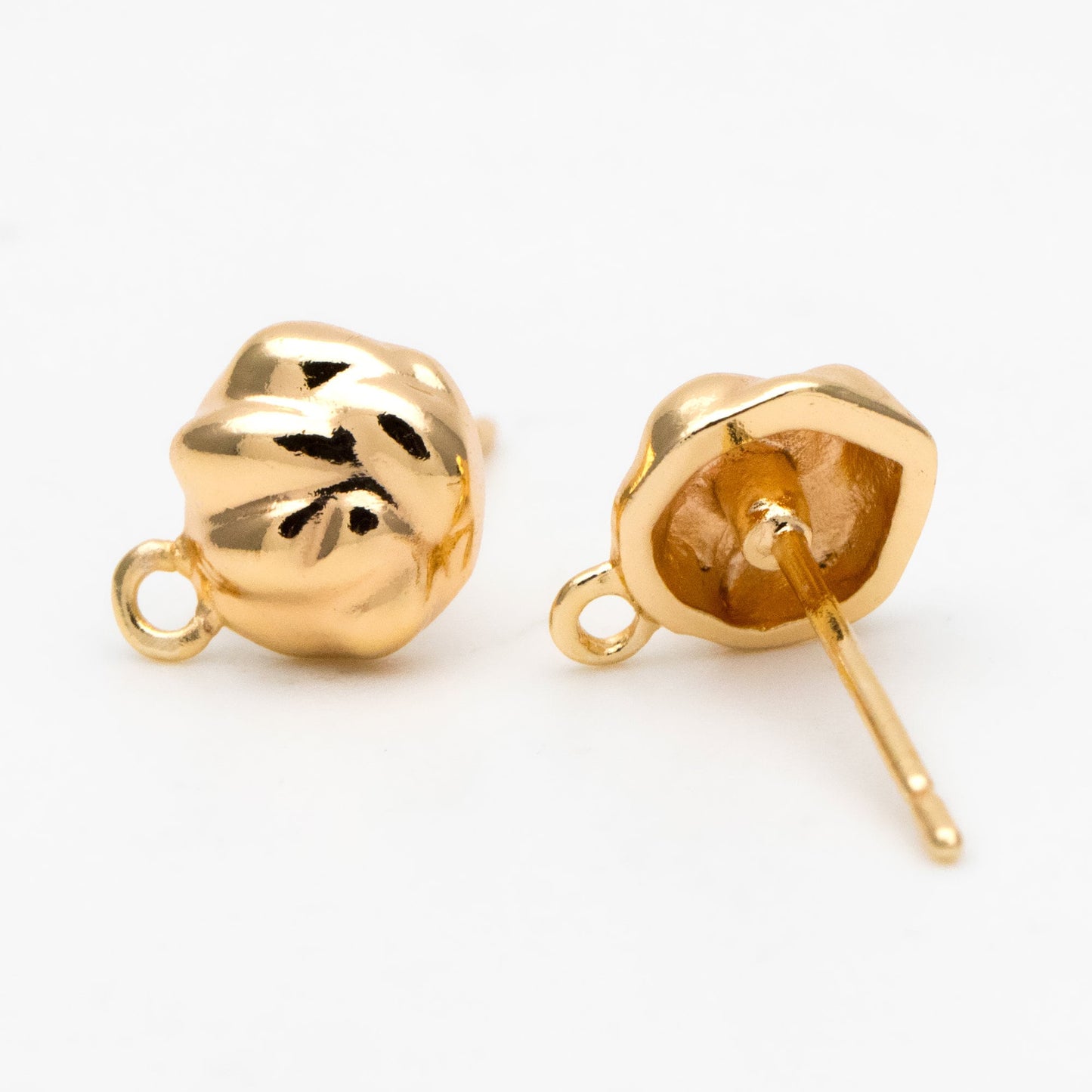 10pcs Gold Irregular Earring with Loop, 18K Gold plated Brass, Stud Earring Components (GB-3339)