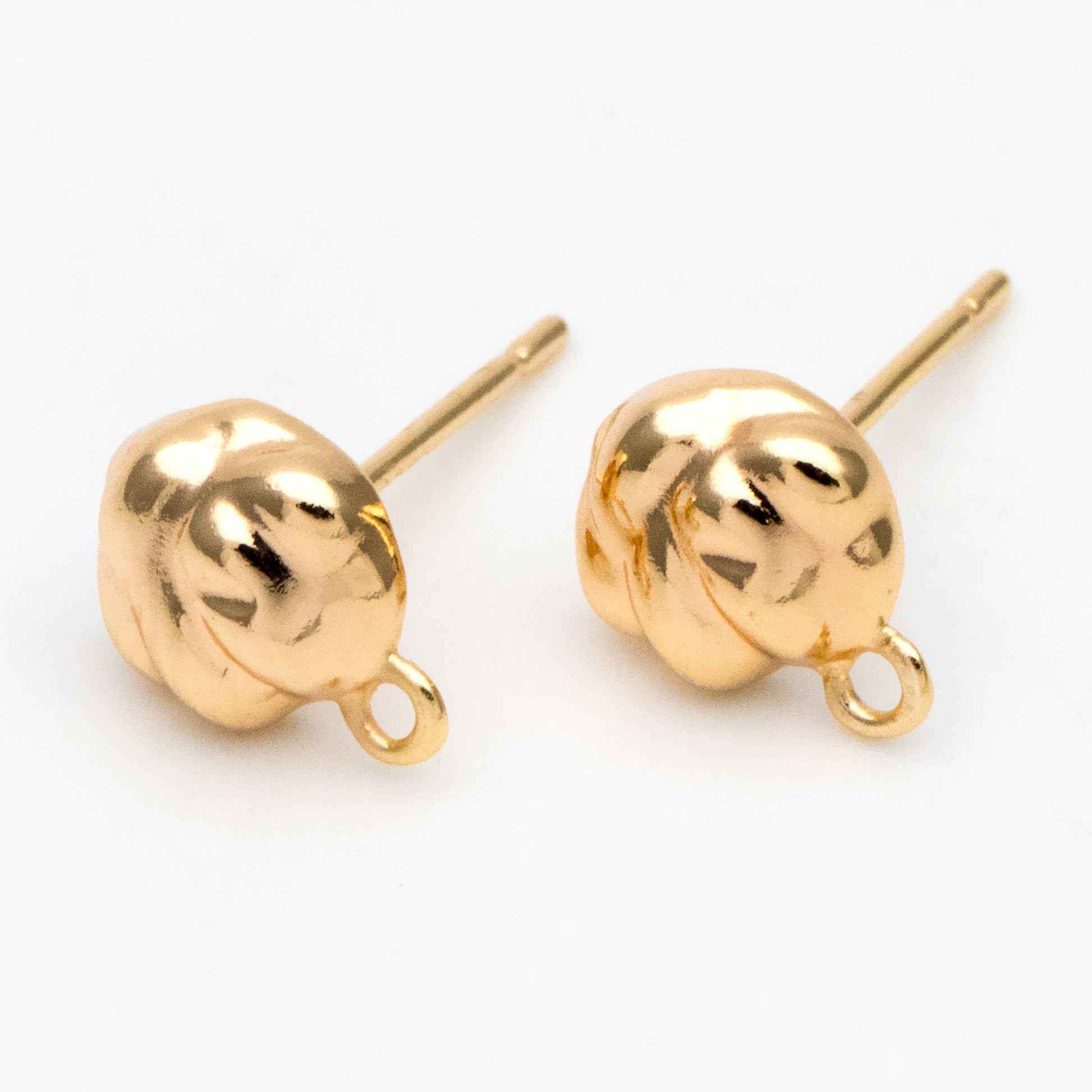 10pcs Gold Irregular Earring with Loop, 18K Gold plated Brass, Stud Earring Components (GB-3339)