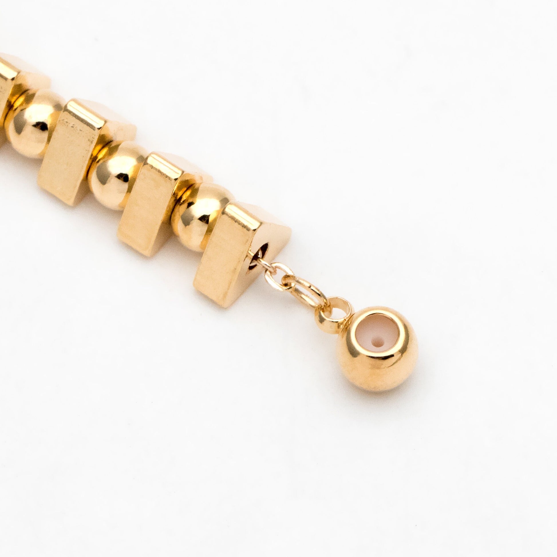 4pcs Gold Triangle Bead Chain Ear Post with Ear Back, Real Gold Plated Brass Chain Earring Studs (GB-3346)