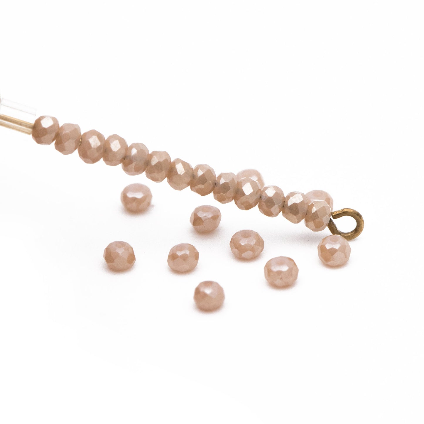 Crystal Glass Rondelle Faceted Tiny beads 3mm, Champange Coffee (#BZ99-1) (A set of 150 beads)