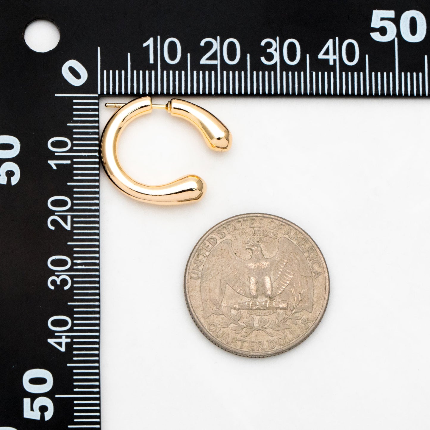 4pcs Gold Curved Bar Ear Post with Ear Back, C Shaped Earring Posts, 18K Gold Plated Earring Studs (GB-3394)