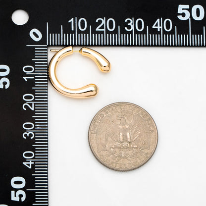 4pcs Gold Curved Bar Ear Post with Ear Back, C Shaped Earring Posts, 18K Gold Plated Earring Studs (GB-3394)
