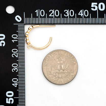 4pcs CZ Pave Gold Hoop Earrings 18mm, Gold Plated Brass, Round Circle Earrings (#GB-3398)