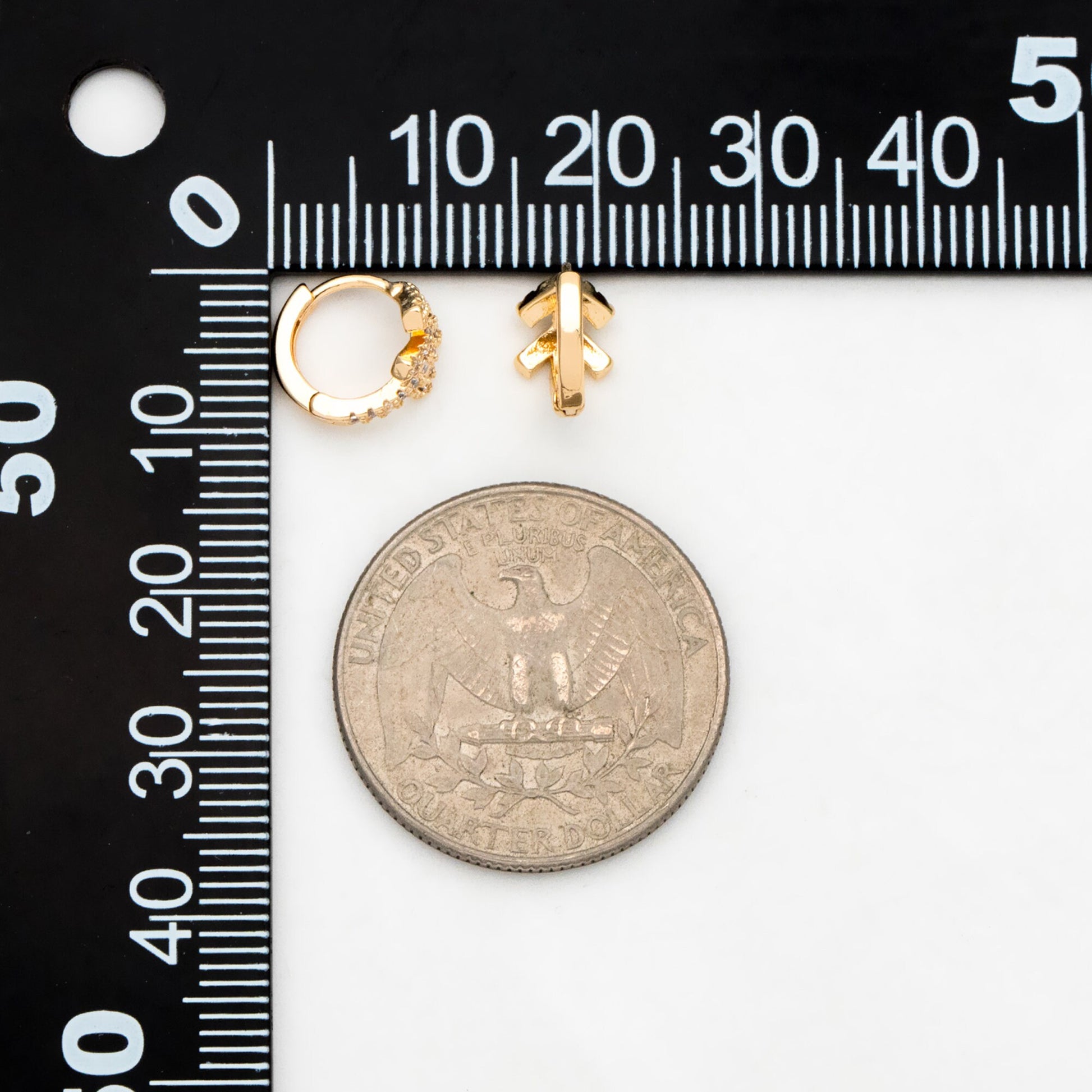 4pcs CZ Pave Arrow Hoop Earrings, 10mm, Huggie Earrings, Minimalist Earring, Small Gold Hoops Earring (GB-3399-D)