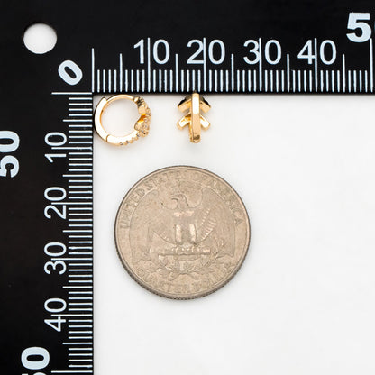 4pcs CZ Pave Arrow Hoop Earrings, 10mm, Huggie Earrings, Minimalist Earring, Small Gold Hoops Earring (GB-3399-D)