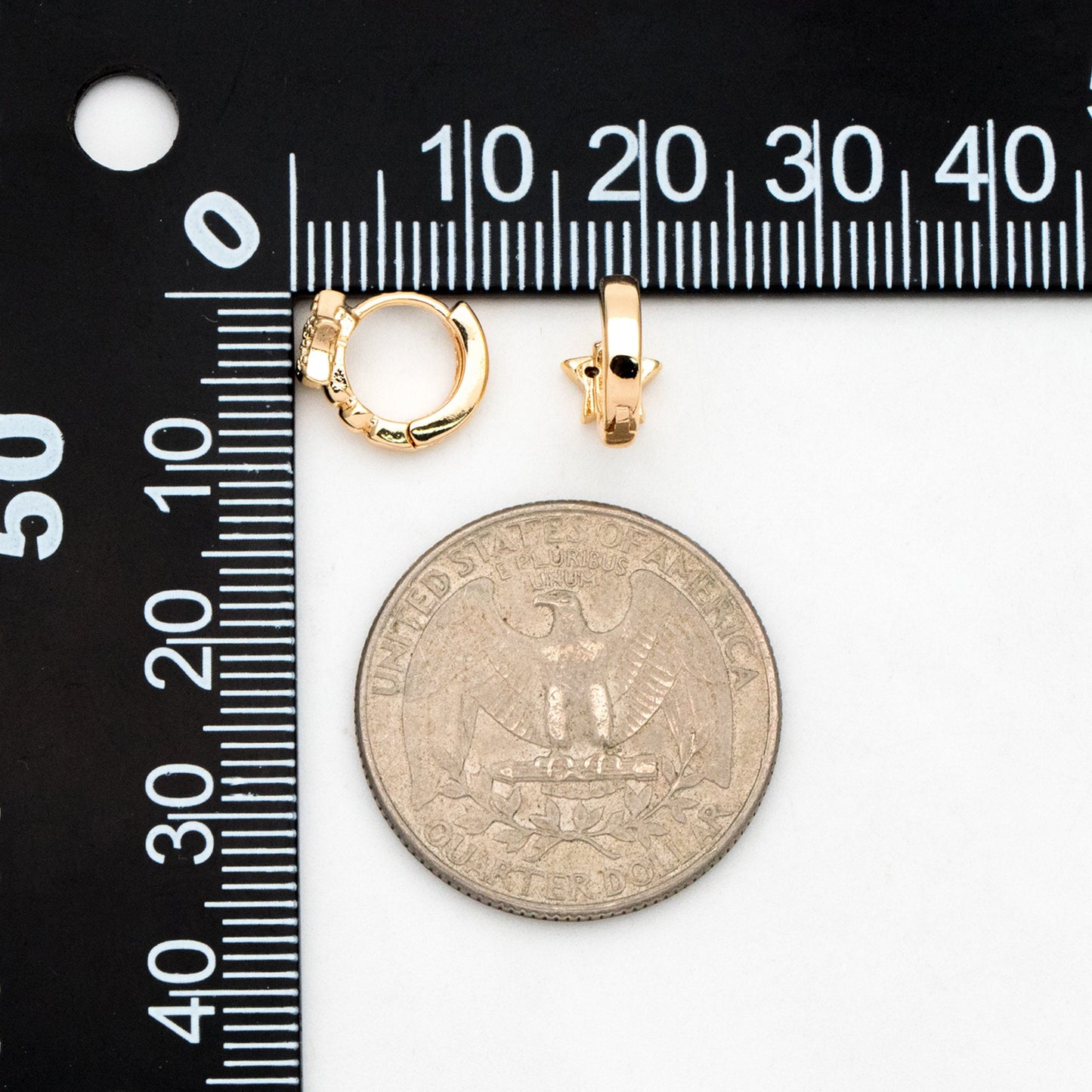 4pcs CZ Paved Tiny Star Hoop Earrings, Round Leverback Ear Hooks, 18K Gold plated Brass, Cartilage Hoop (GB-3399-A)