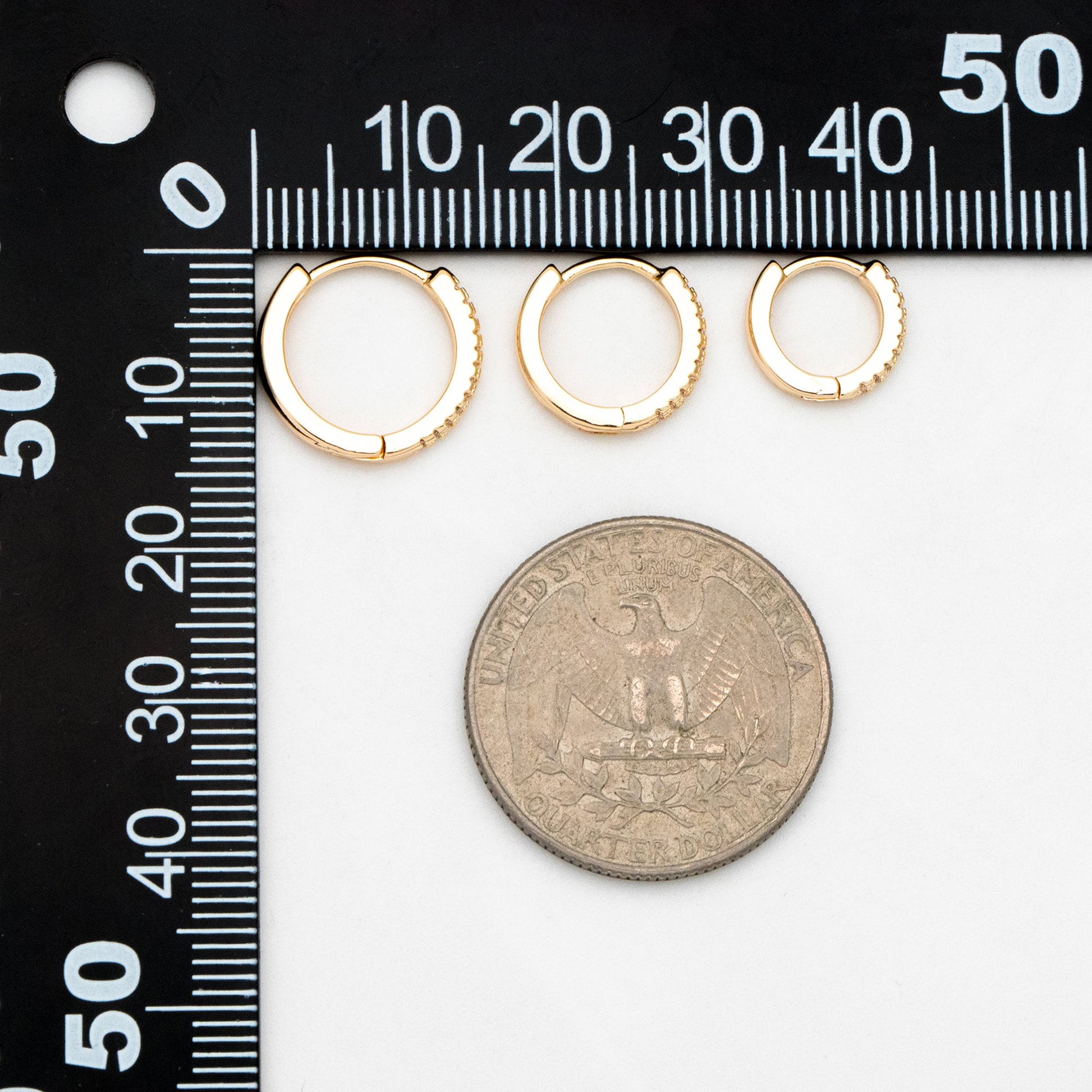 4pcs CZ Pave Hoop Earrings, 10/12/14mm, Huggie Earrings, Minimalist Earring, Small Gold Hoops Earring (GB-3405)