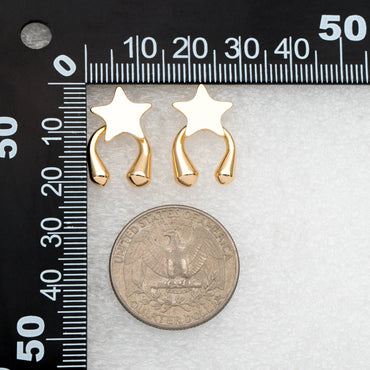 4pcs Gold Star Ear Posts, Real Gold Plated Brass, Star Stud Earrings (#GB-3348)