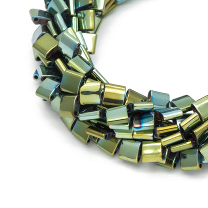 75pcs 2 Hole Beads, Tila Hematite Beads, 5mm, Perfect for Bracelets, Metallic Color (V6104)