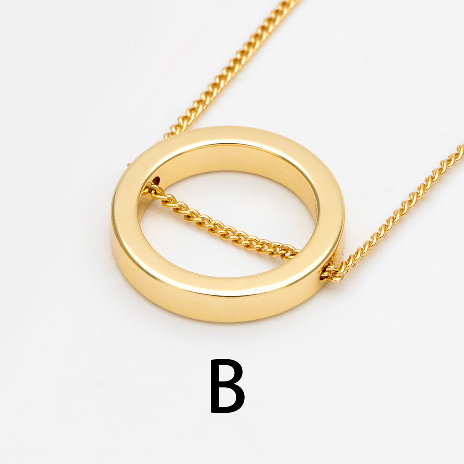 10pcs Gold Ring Charms 16mm, Polished Gold plated Brass Round Circle Pendants, Two Holes (GB-387)